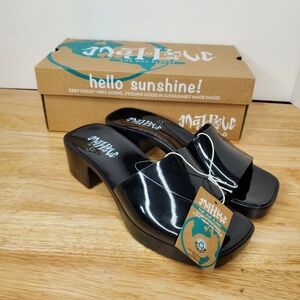 Mad Love Marni Heels Jelly Slide Mules Women's Black NWT